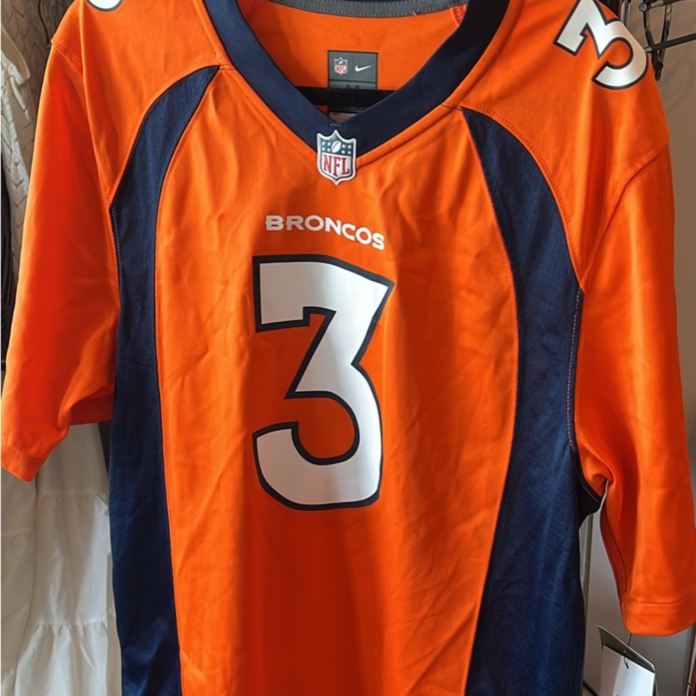 Russell Wilson Nike NFLPA Orange and Navy Jersey
